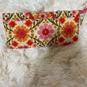 Vera Bradley Floral Clutch in Pink, Orange, and Green